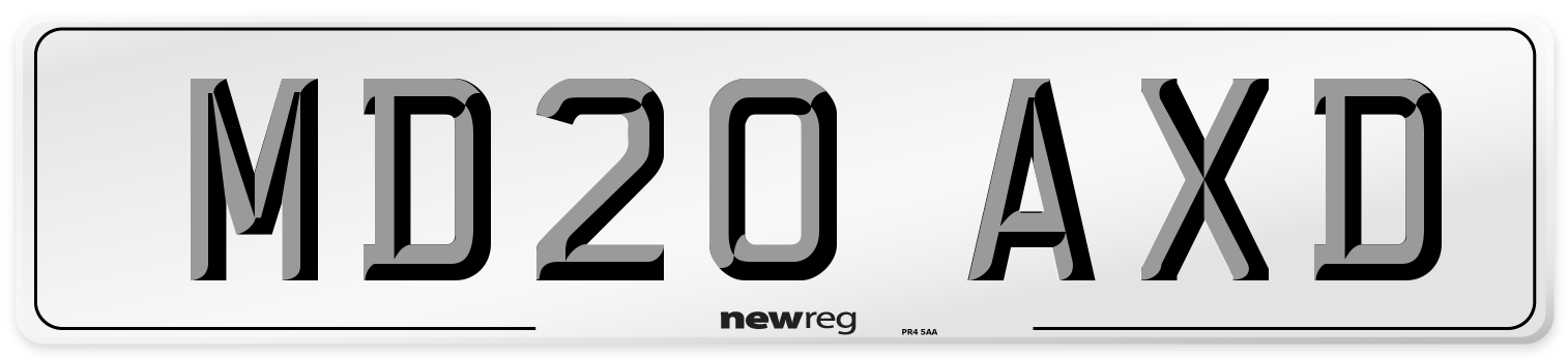 MD20 AXD Number Plate from New Reg
